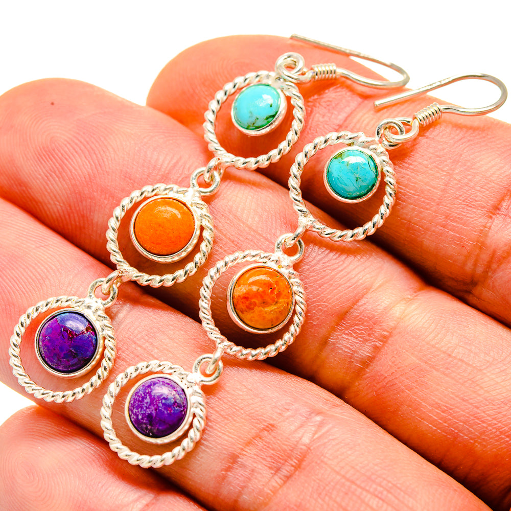 Purple Copper Composite Turquoise Earrings handcrafted by Anasilvercos - EARR414028