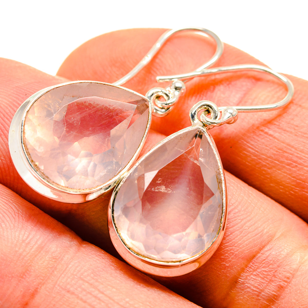 Rose Quartz Earrings handcrafted by Anasilvercos - EARR414033