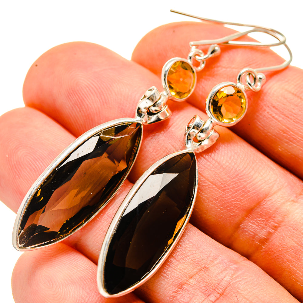 Smoky Quartz Earrings handcrafted by Anasilvercos - EARR414039