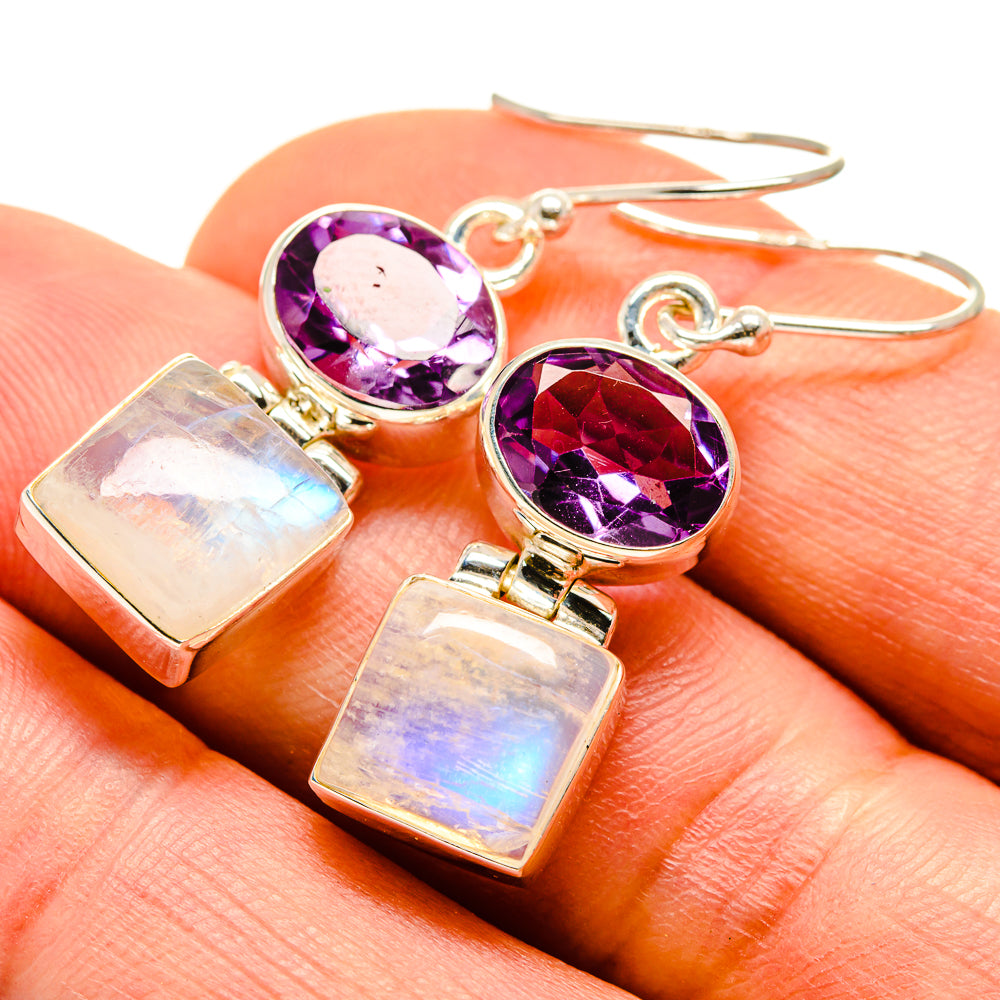 Rainbow Moonstone Earrings handcrafted by Anasilvercos - EARR414049
