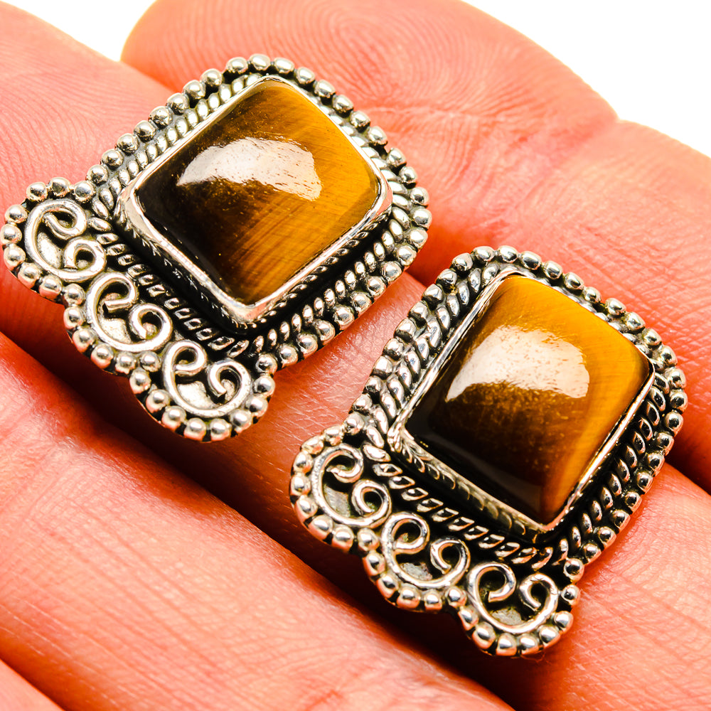 Tiger Eye Earrings handcrafted by Anasilvercos - EARR414055