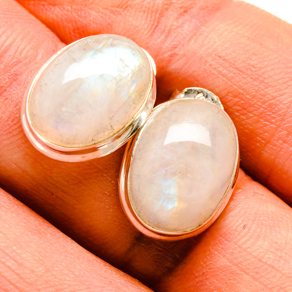 Rainbow Moonstone Earrings handcrafted by Anasilvercos - EARR414056