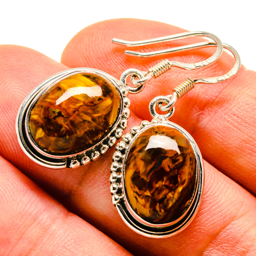 Golden Pietersite Earrings handcrafted by Anasilvercos - EARR414072