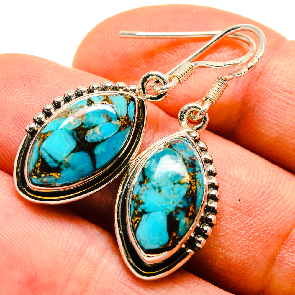 Blue Copper Composite Turquoise Earrings handcrafted by Anasilvercos - EARR414078