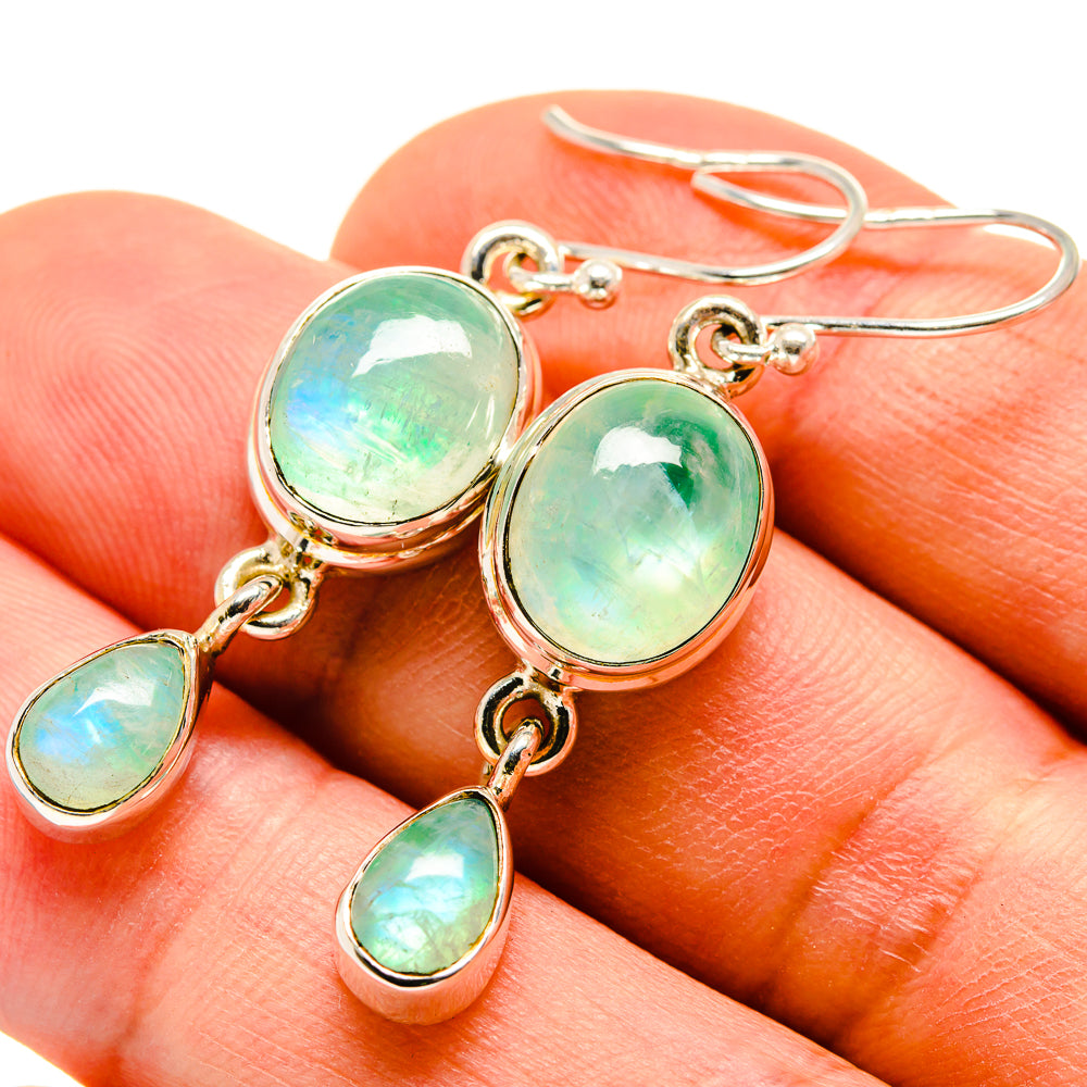 Green Moonstone Earrings handcrafted by Anasilvercos - EARR414082