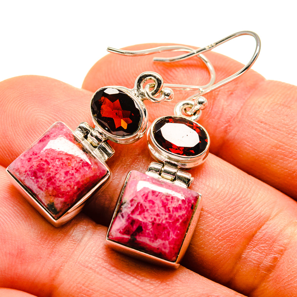 Rhodonite Earrings handcrafted by Anasilvercos - EARR414099