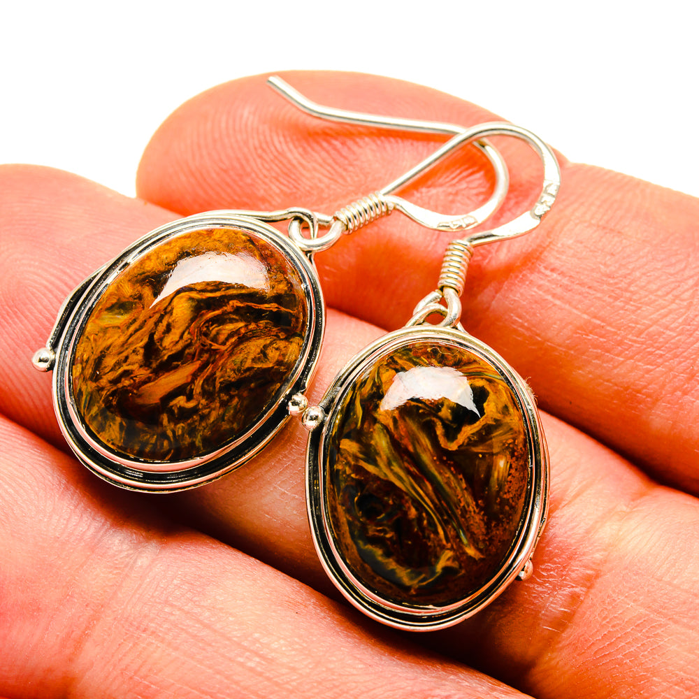 Golden Pietersite Earrings handcrafted by Anasilvercos - EARR414104