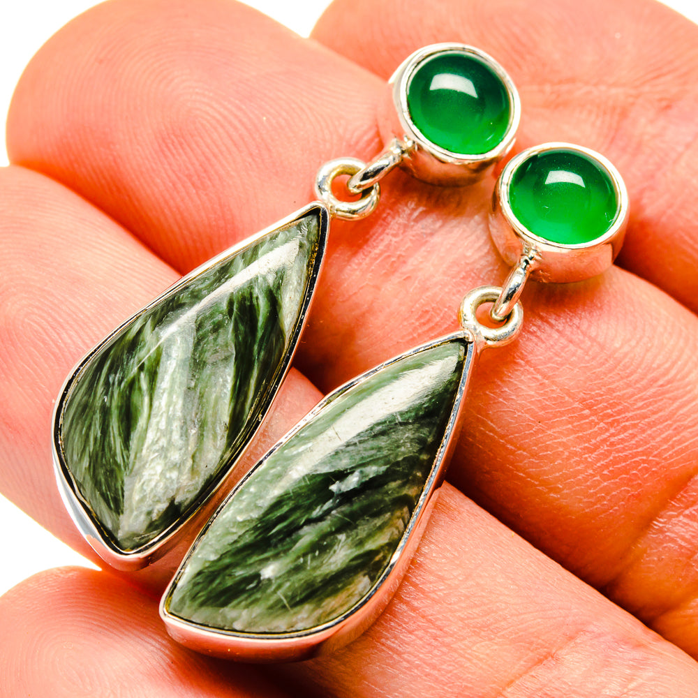 Seraphinite Earrings handcrafted by Anasilvercos - EARR414121