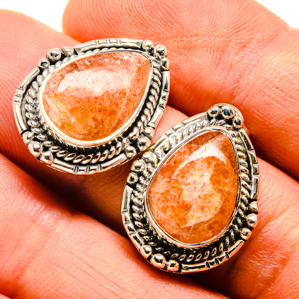 Sunstone Earrings handcrafted by Anasilvercos - EARR414124