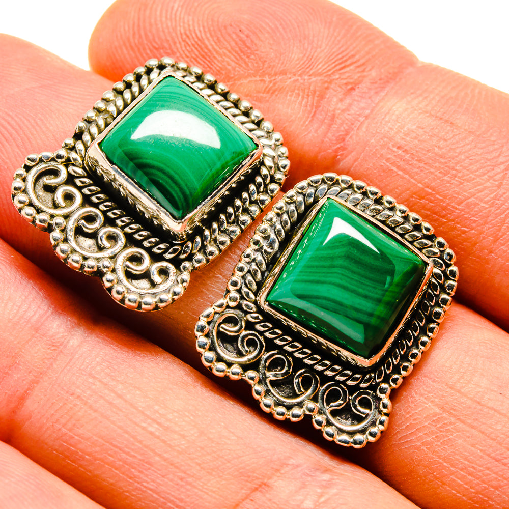 Malachite Earrings handcrafted by Anasilvercos - EARR414125