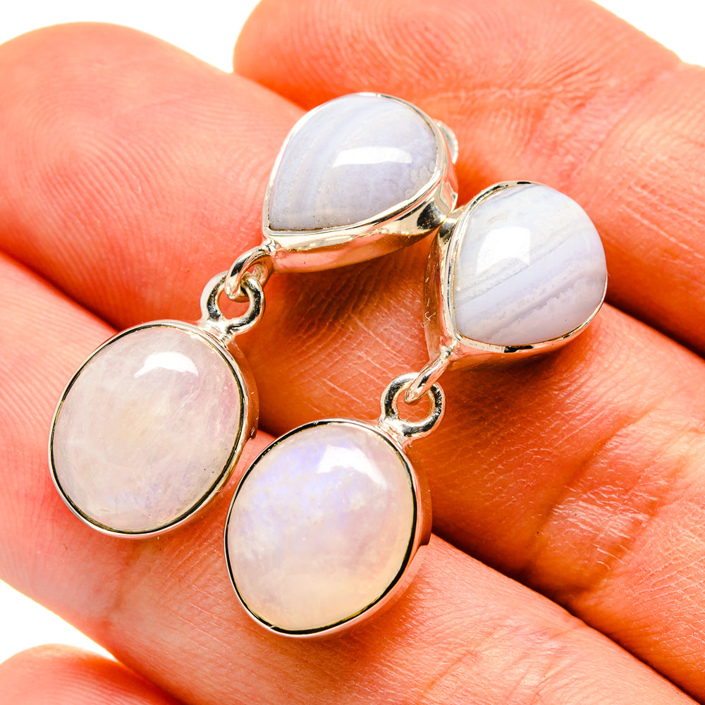 Rainbow Moonstone Earrings handcrafted by Anasilvercos - EARR414126