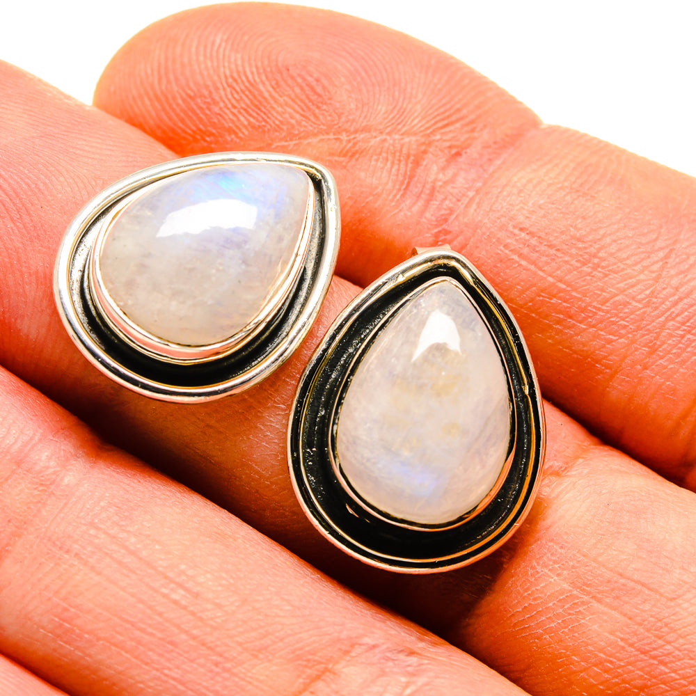 Rainbow Moonstone Earrings handcrafted by Anasilvercos - EARR414129
