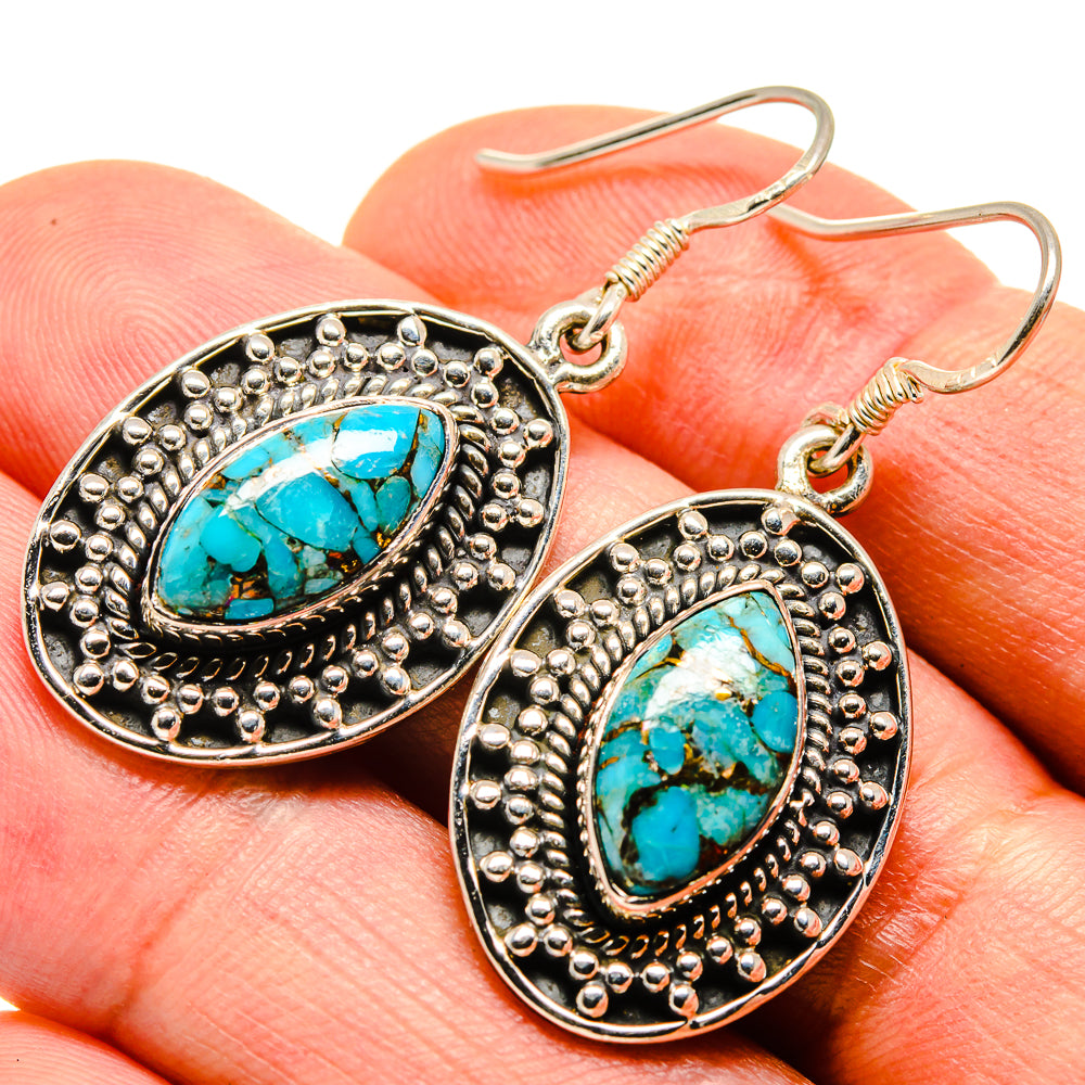 Blue Copper Composite Turquoise Earrings handcrafted by Anasilvercos - EARR414156