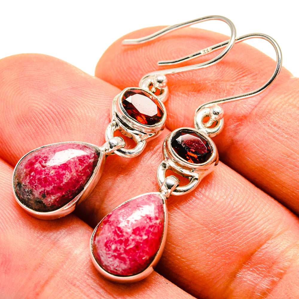 Rhodonite Earrings handcrafted by Anasilvercos - EARR414163