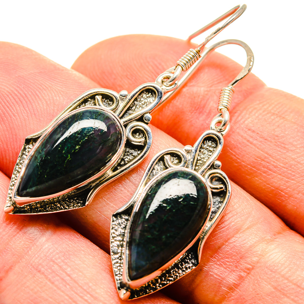 Green Moss Agate Earrings handcrafted by Anasilvercos - EARR414164