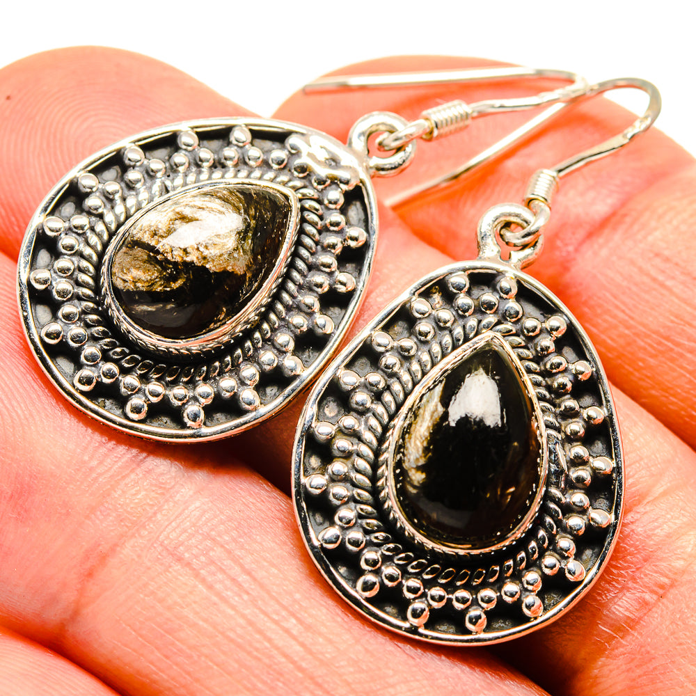 Golden Seraphinite Earrings handcrafted by Anasilvercos - EARR414169