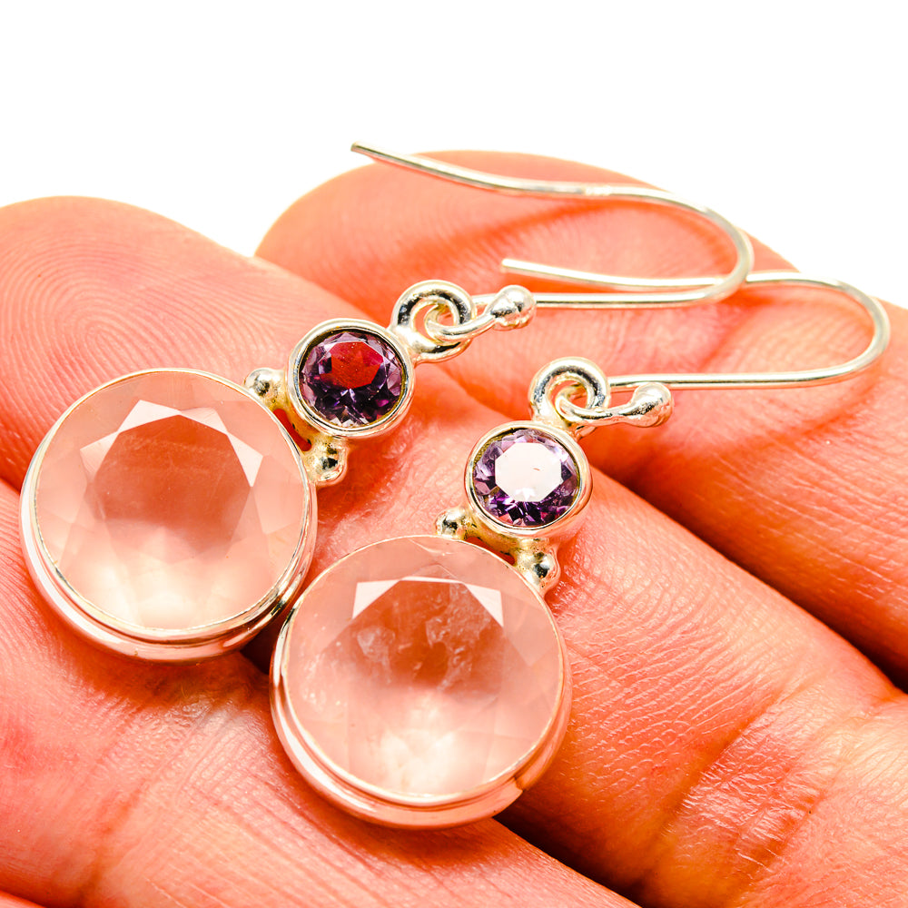 Rose Quartz Earrings handcrafted by Anasilvercos - EARR414172