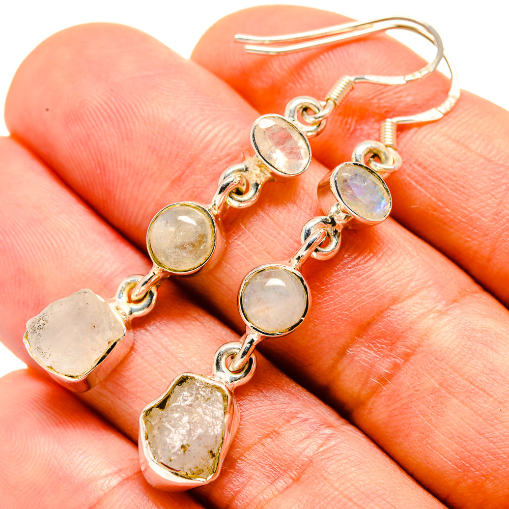 Rainbow Moonstone Earrings handcrafted by Anasilvercos - EARR414179
