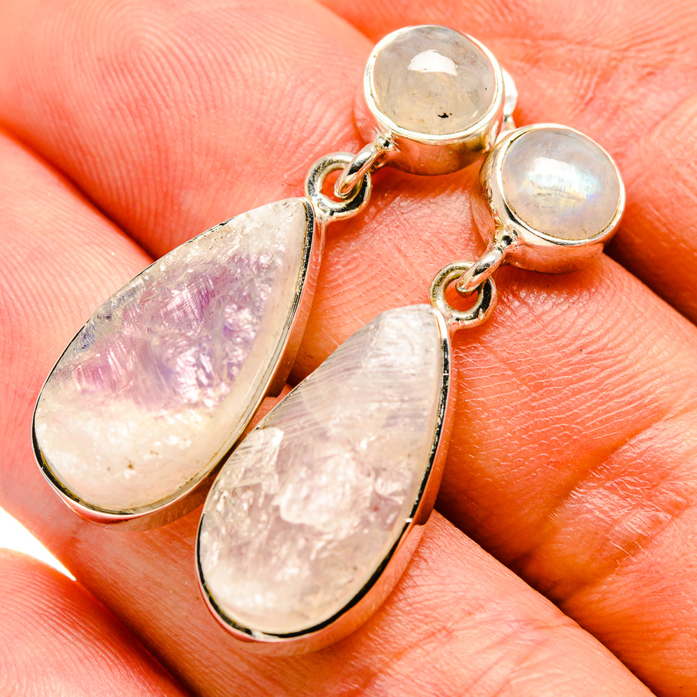 Rainbow Moonstone Earrings handcrafted by Anasilvercos - EARR414214