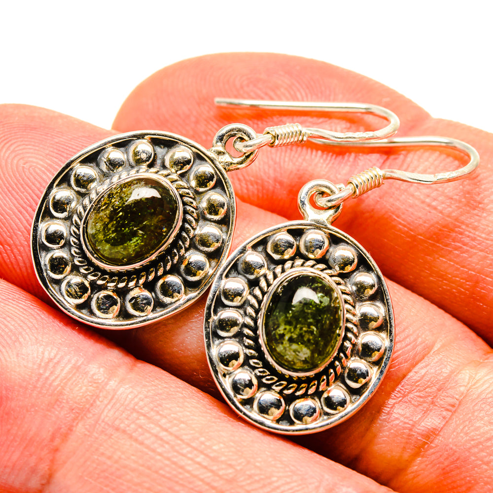 Green Moss Agate Earrings handcrafted by Anasilvercos - EARR414224