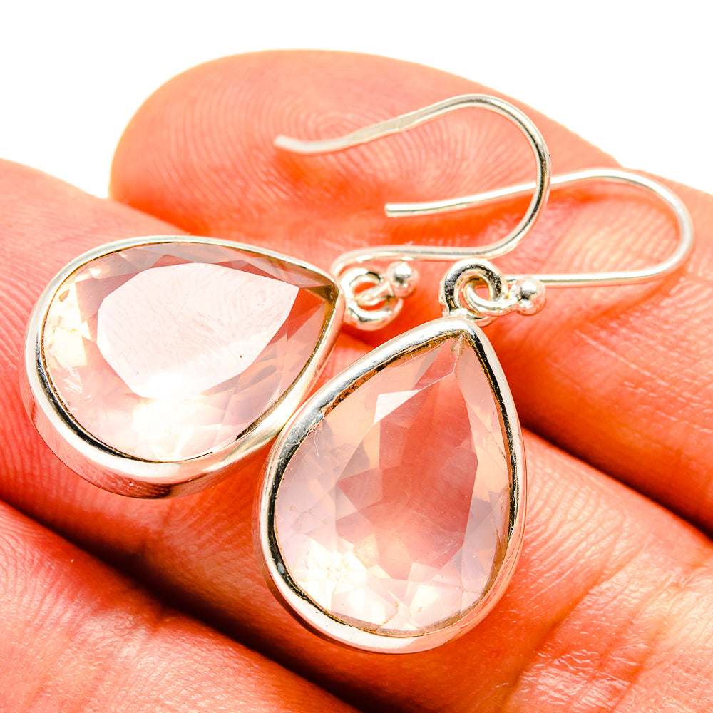 Rose Quartz Earrings handcrafted by Anasilvercos - EARR414227
