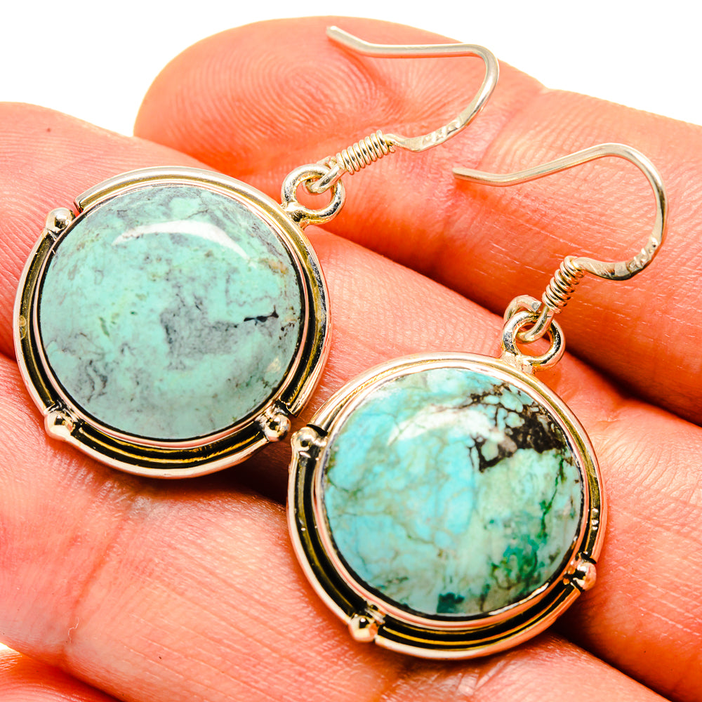 Tibetan Turquoise Earrings handcrafted by Anasilvercos - EARR414263