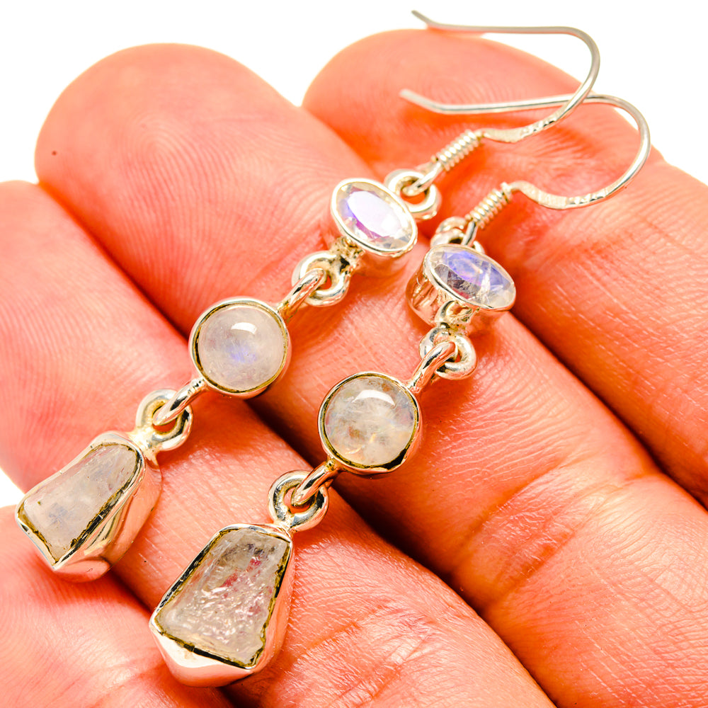 Rainbow Moonstone Earrings handcrafted by Anasilvercos - EARR414264