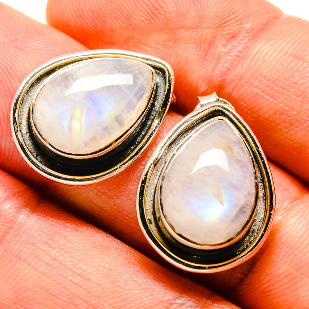 Rainbow Moonstone Earrings handcrafted by Anasilvercos - EARR414266