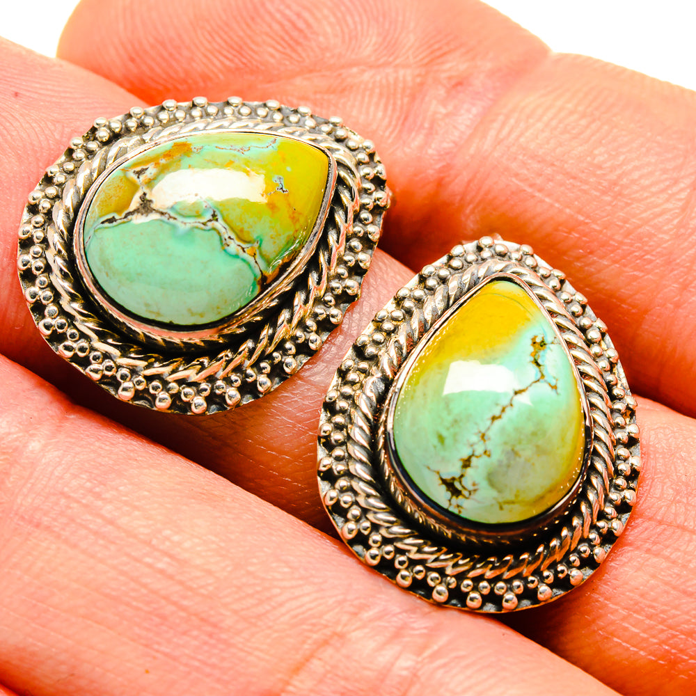 Tibetan Turquoise Earrings handcrafted by Anasilvercos - EARR414269