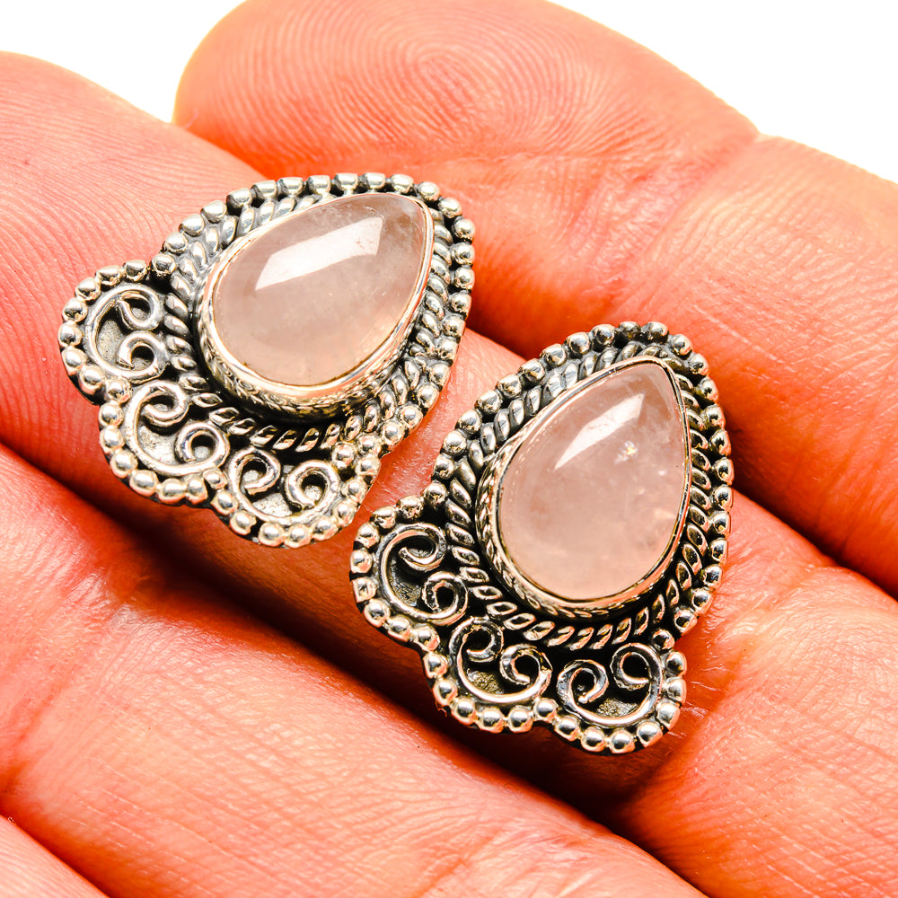 Rose Quartz Earrings handcrafted by Anasilvercos - EARR414282