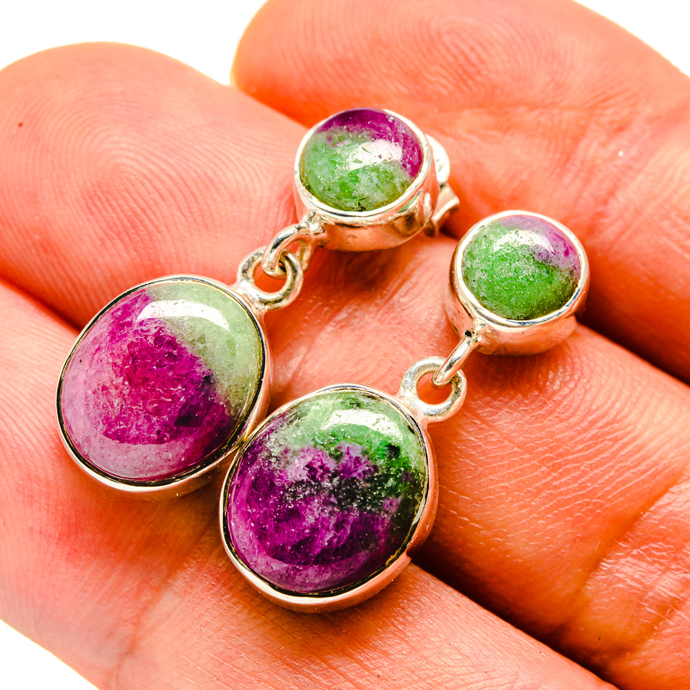 Ruby Zoisite Earrings handcrafted by Anasilvercos - EARR414293