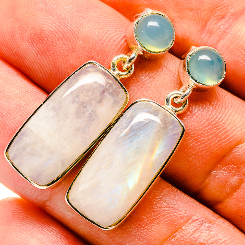 Rainbow Moonstone Earrings handcrafted by Anasilvercos - EARR414299