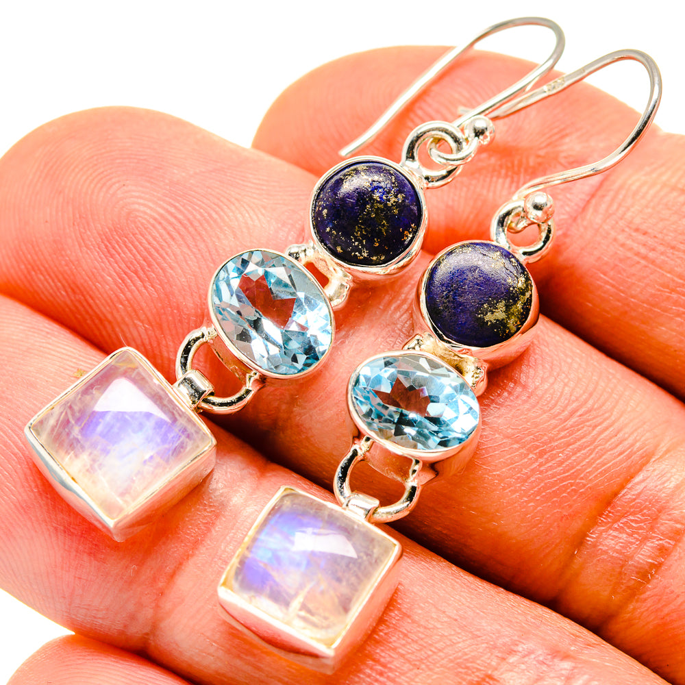 Rainbow Moonstone Earrings handcrafted by Anasilvercos - EARR414336