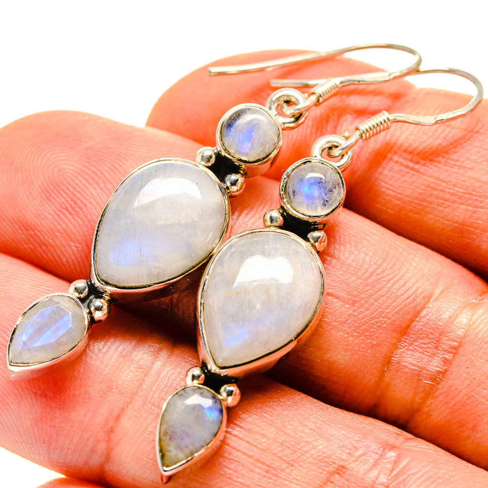 Rainbow Moonstone Earrings handcrafted by Anasilvercos - EARR414350