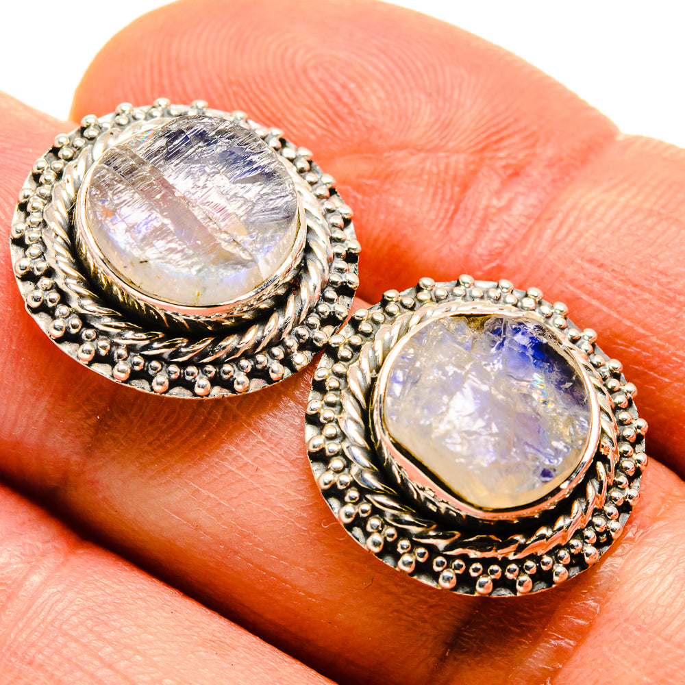 Rainbow Moonstone Earrings handcrafted by Anasilvercos - EARR414365