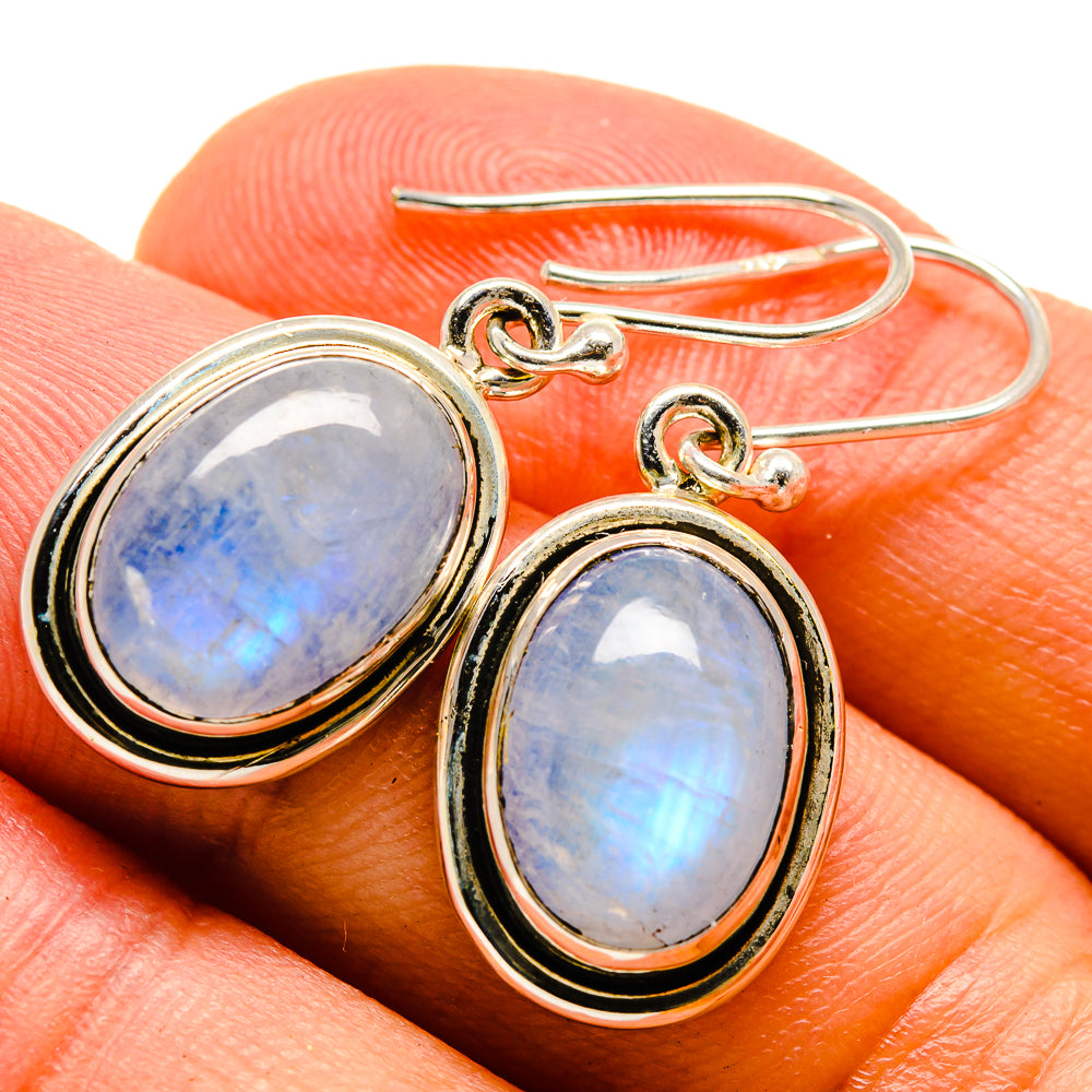 Rainbow Moonstone Earrings handcrafted by Anasilvercos - EARR414385