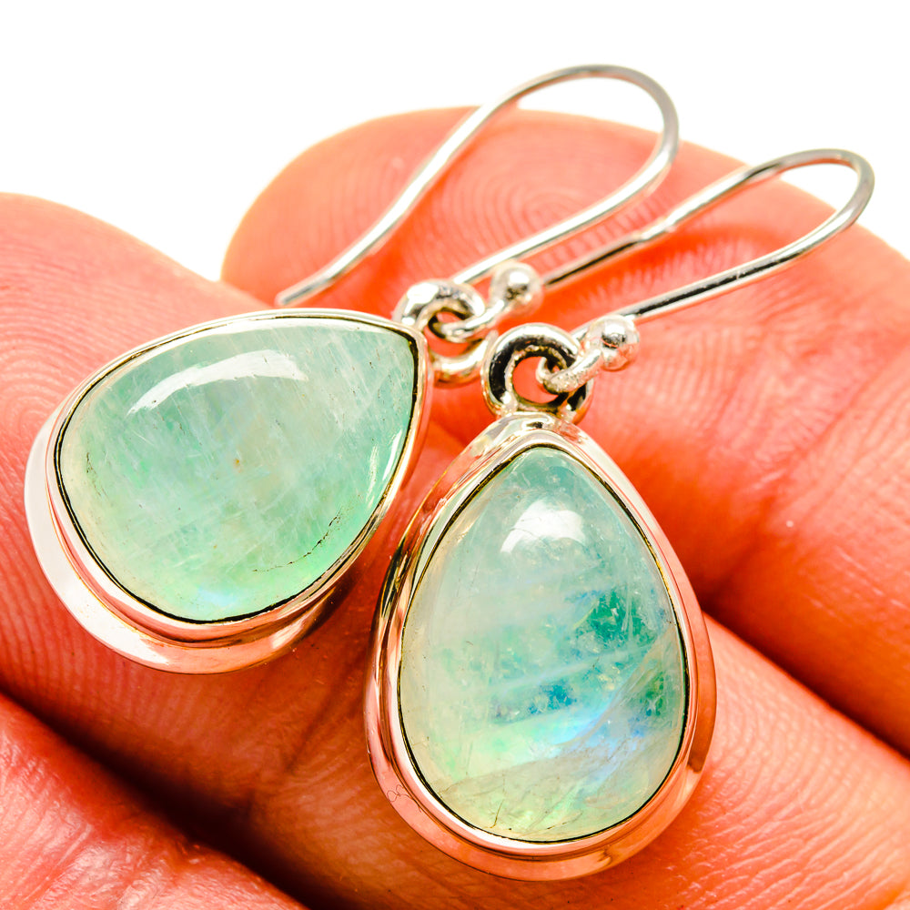 Green Moonstone Earrings handcrafted by Anasilvercos - EARR414388
