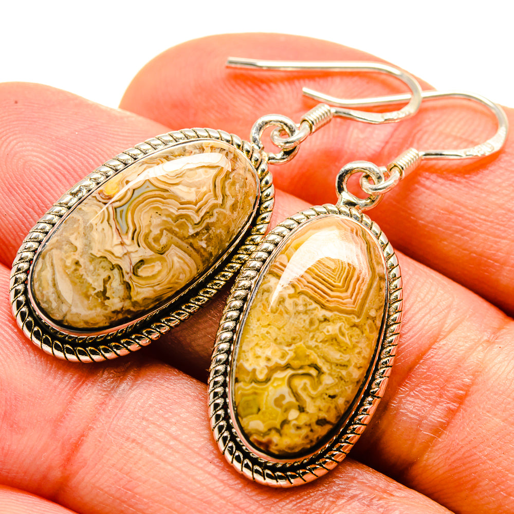 Laguna Lace Agate Earrings handcrafted by Anasilvercos - EARR414402