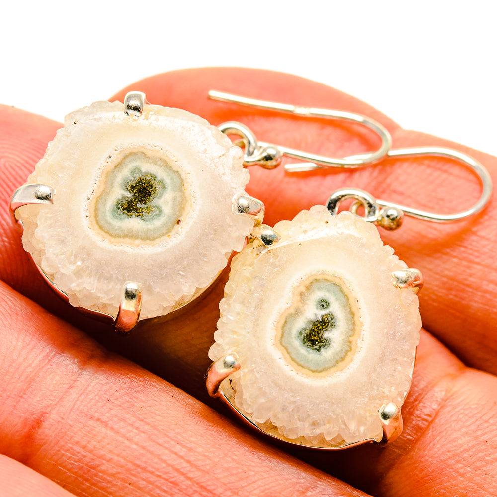 White Solar Quartz Earrings handcrafted by Anasilvercos - EARR414410