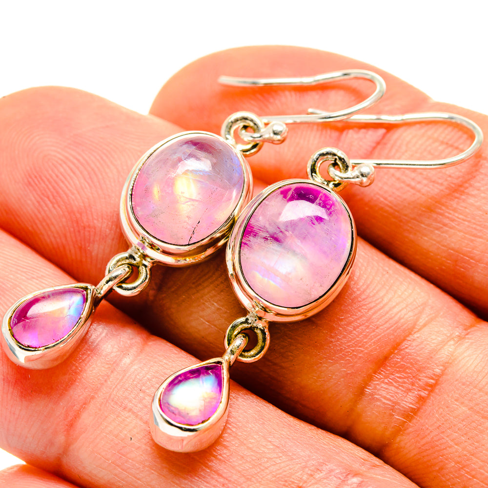 Pink Moonstone Earrings handcrafted by Anasilvercos - EARR414417
