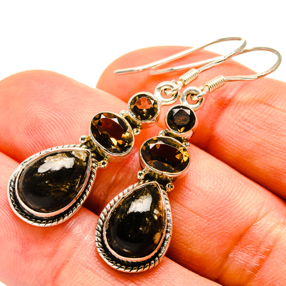 Golden Seraphinite Earrings handcrafted by Anasilvercos - EARR414419