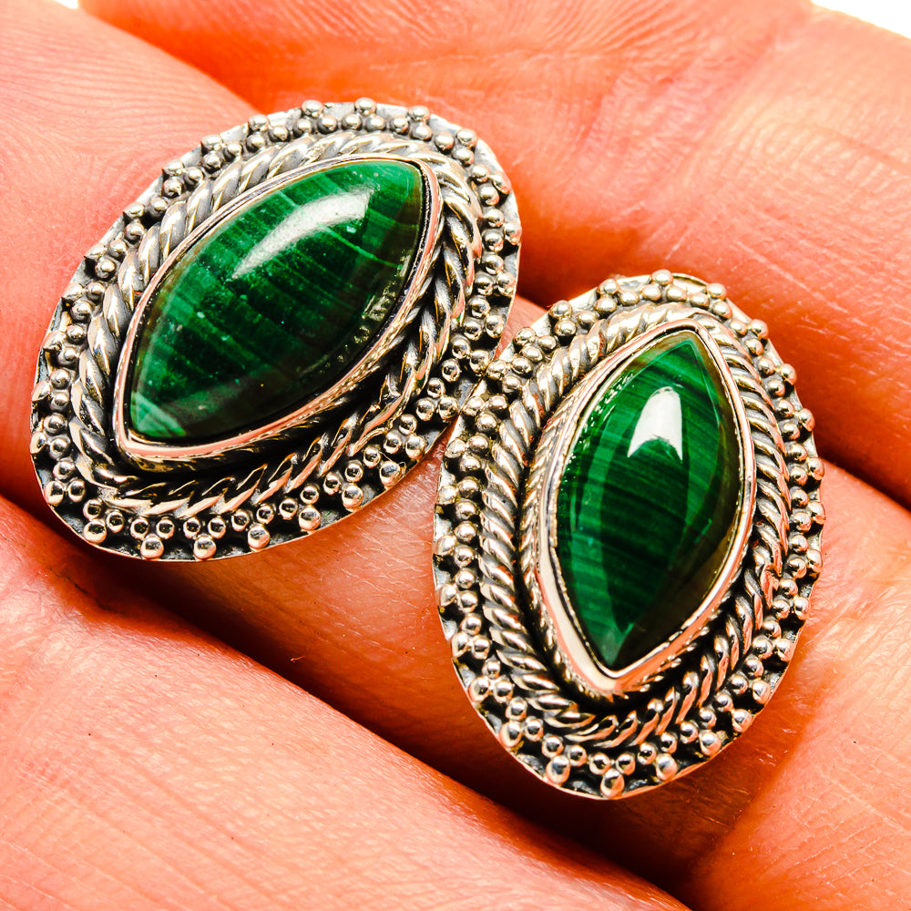 Malachite Earrings handcrafted by Anasilvercos - EARR414451