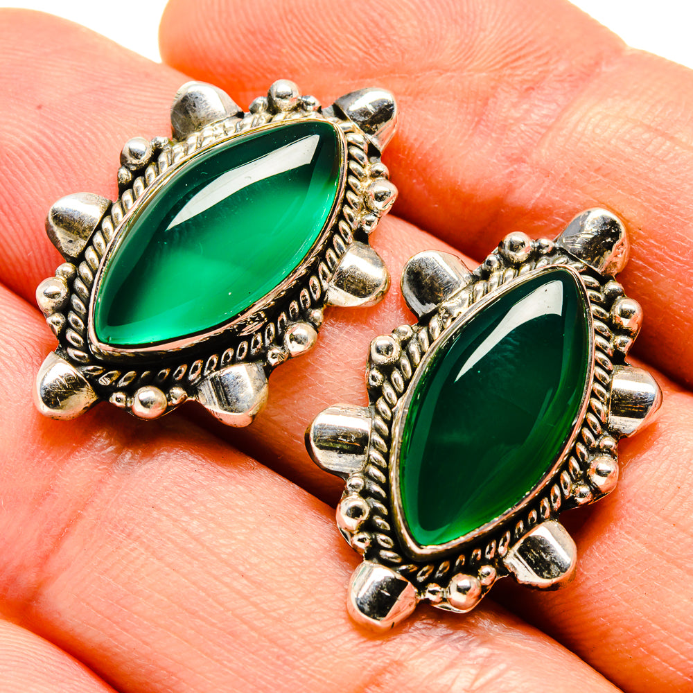 Green Onyx Earrings handcrafted by Anasilvercos - EARR414453
