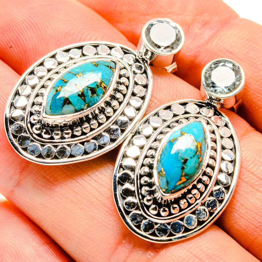 Blue Copper Composite Turquoise Earrings handcrafted by Anasilvercos - EARR414462