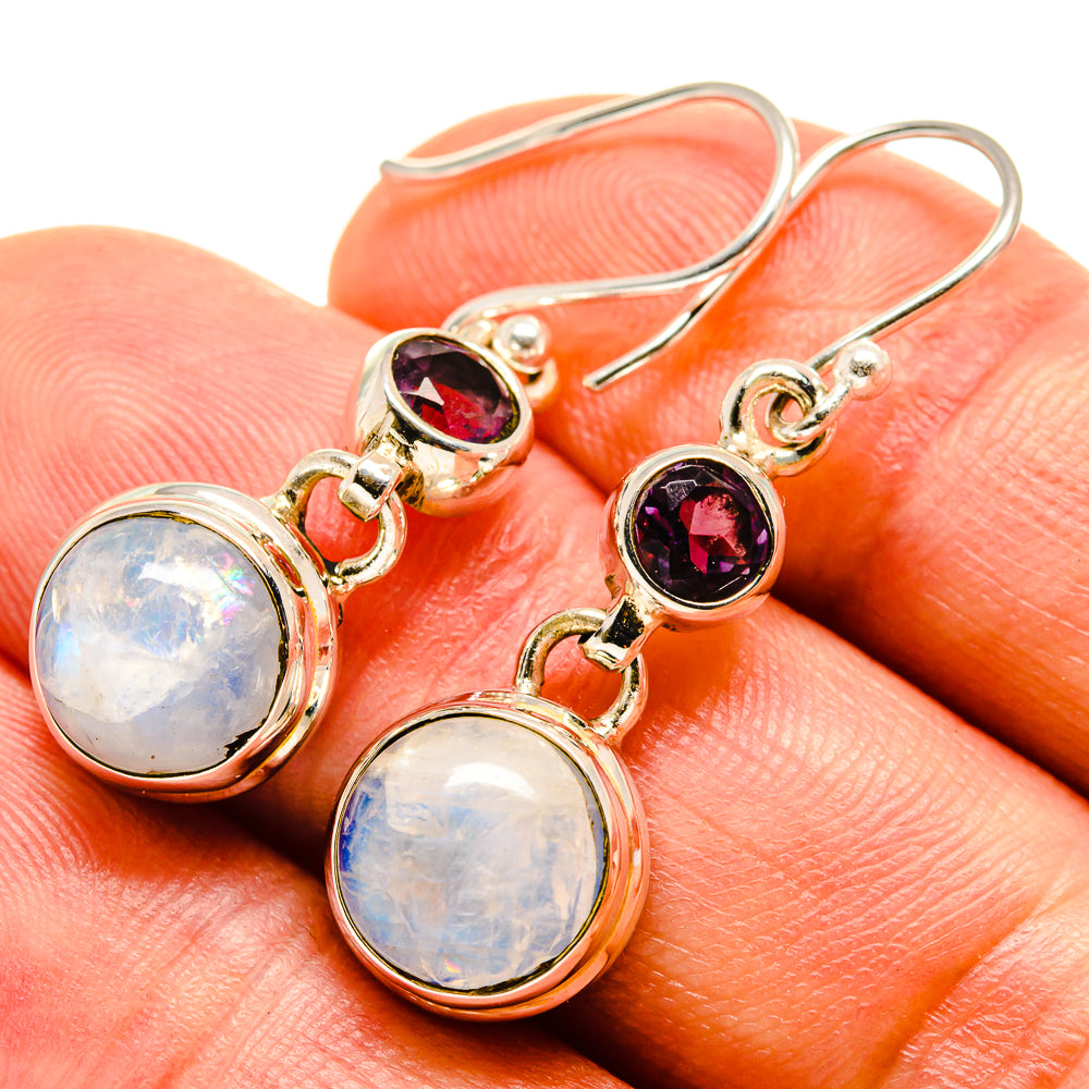 Rainbow Moonstone Earrings handcrafted by Anasilvercos - EARR414472