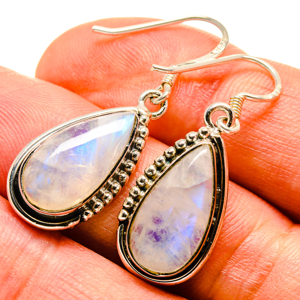Rainbow Moonstone Earrings handcrafted by Anasilvercos - EARR414473