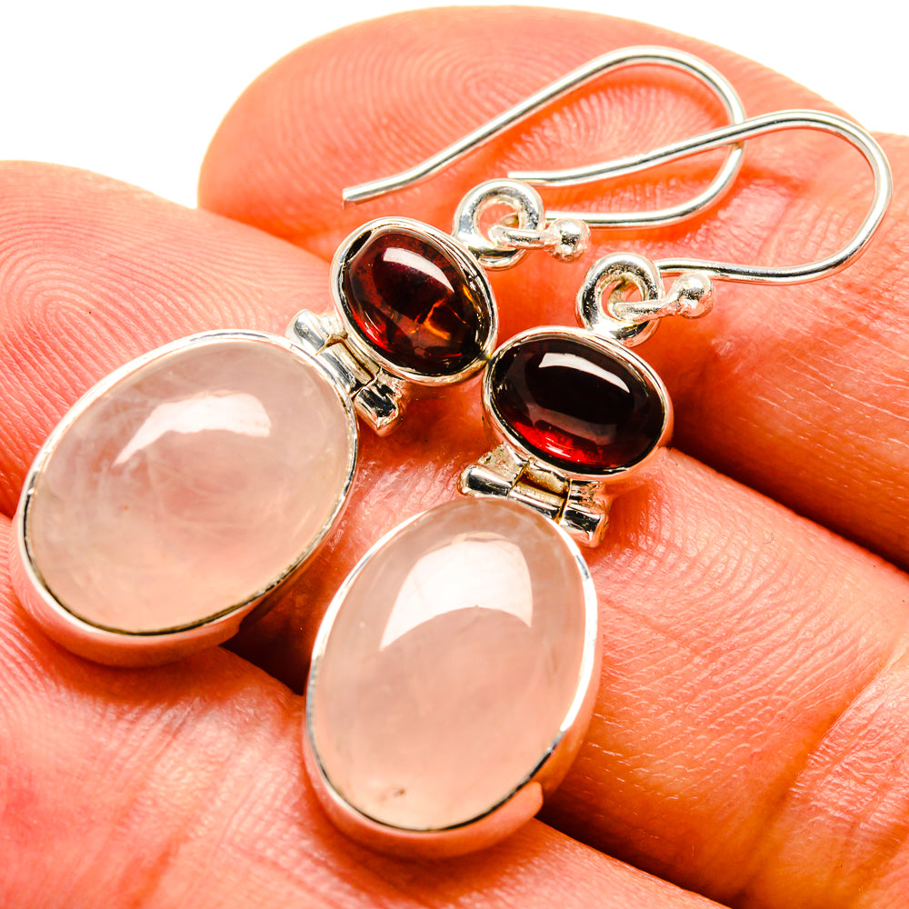 Rose Quartz Earrings handcrafted by Anasilvercos - EARR414485