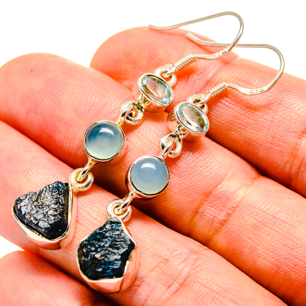 Blue Fluorite Earrings handcrafted by Anasilvercos - EARR414509