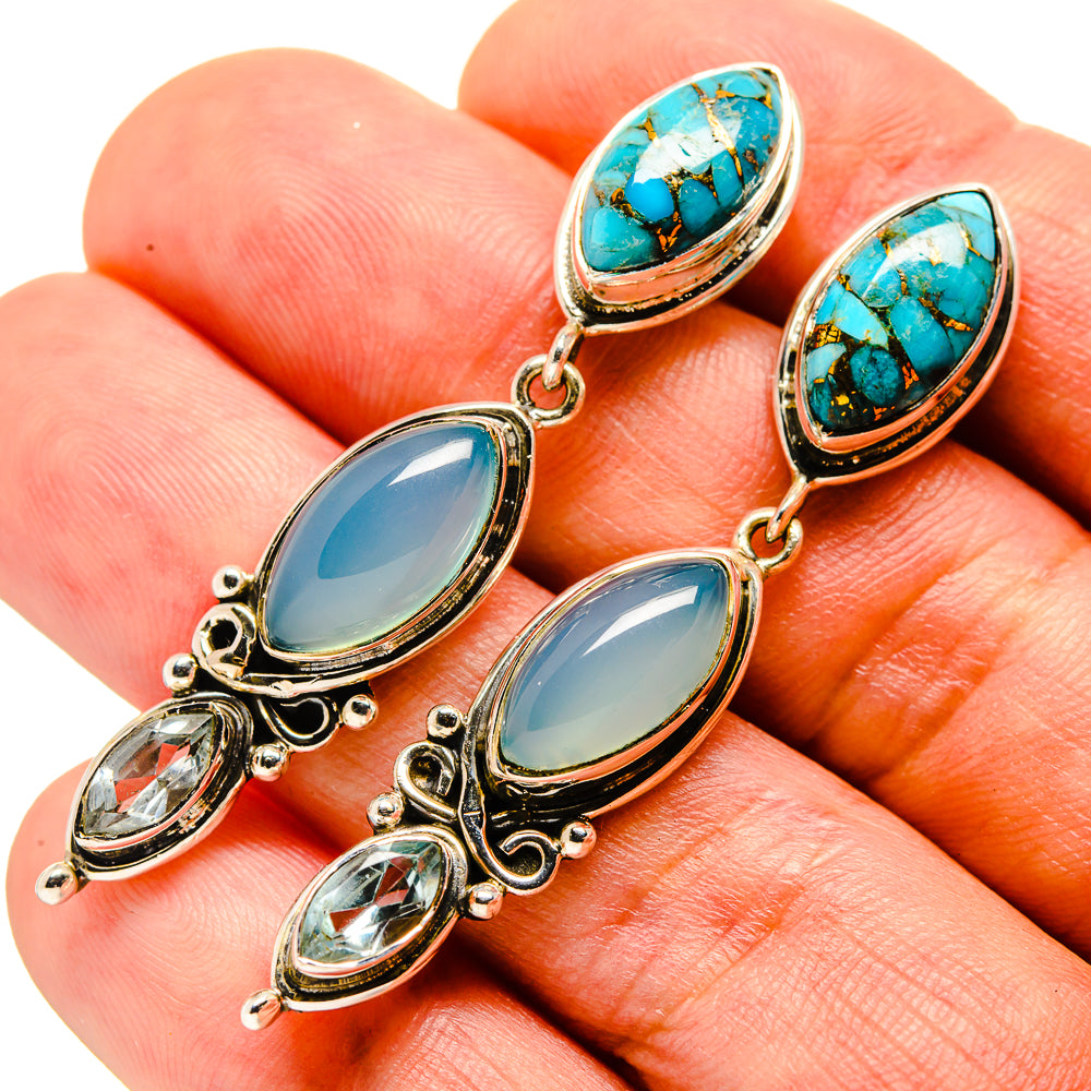 Blue Copper Composite Turquoise Earrings handcrafted by Anasilvercos - EARR414530