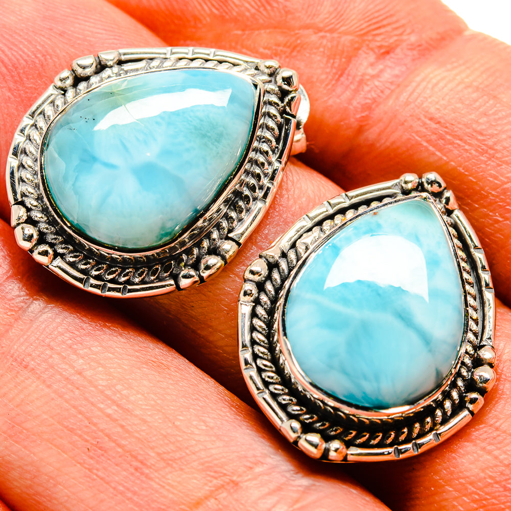 Larimar Earrings handcrafted by Anasilvercos - EARR414541